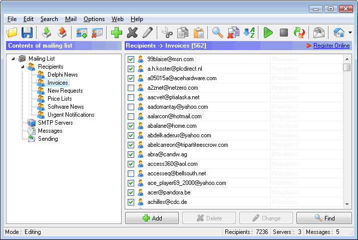 Screenshot of Advanced Mail-Bomber