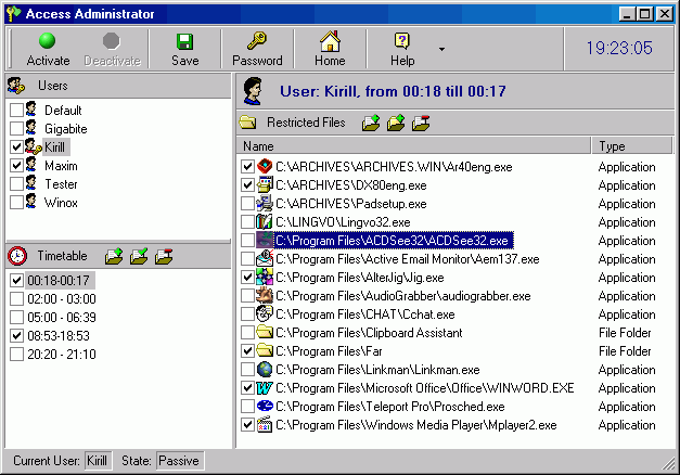 Screenshot of Access Administrator Pro 5.103