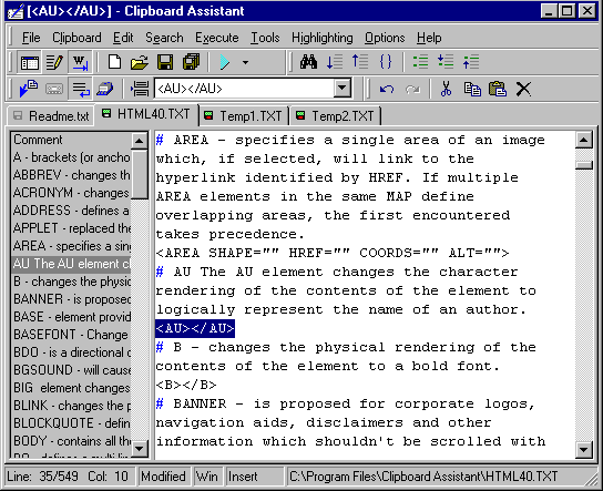 Screenshot of Clipboard Assistant