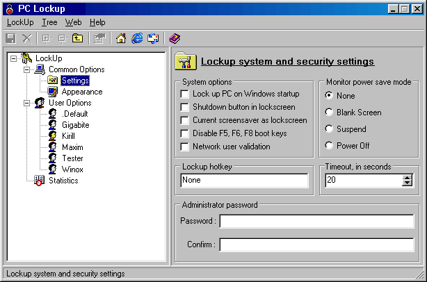 Screenshot of PC LockUp