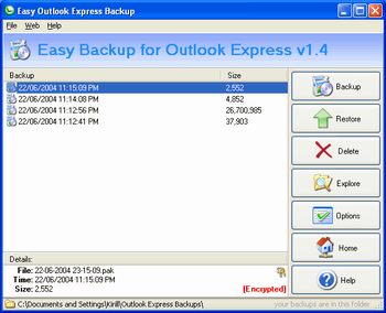 Easy Backup for Outlook Express